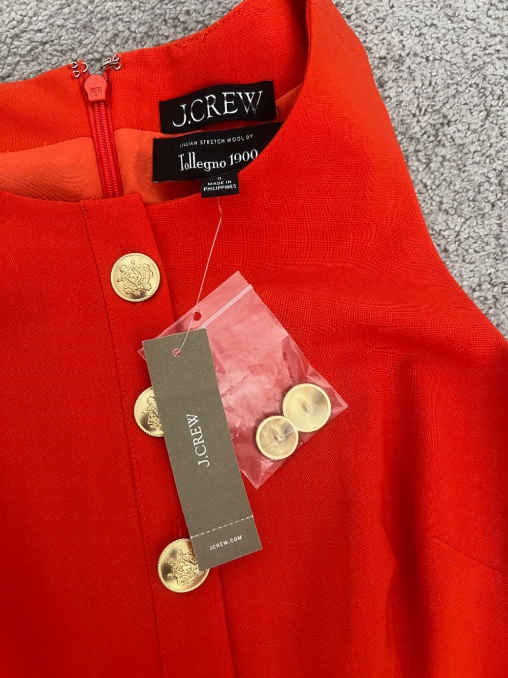 J. Crew Womens Dress Pleated Mini Italian Bi-Stretch Wool Blend Orange Size 0 - Picture 2 of 16